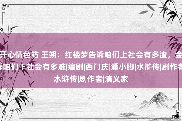 开心情色站 王朔：红楼梦告诉咱们上社会有多渣，金梅瓶告诉咱们下社会有多难|编剧|西门庆|潘小脚|水浒传|剧作者|演义家