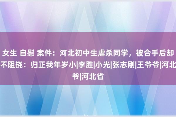 女生 自慰 案件：河北初中生虐杀同学，被合手后却满不阻挠：归正我年岁小|李胜|小光|张志刚|王爷爷|河北省